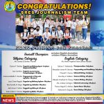 Congratulations, SRES Journalism Team! Overall Champion: 2nd Place English Journalism and 3rd Place Filipino Journalism